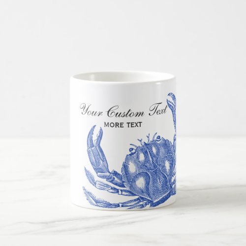 Cool Vintage Nautical Blue Crab Custom Beach Coffee Mug