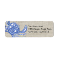 Cool Vintage Nautical Blue Crab Custom Beach Label