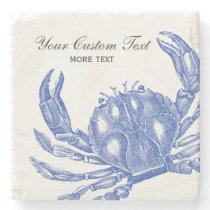 Cool Vintage Nautical Blue Crab Custom Beach Stone Coaster Cool Vintage Nautical Blue Crab Custom Beach Stone Coaster