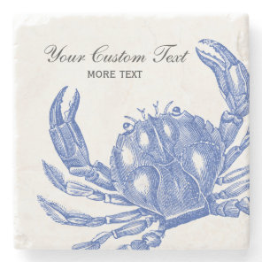 Cool Vintage Nautical Blue Crab Custom Beach Stone Coaster