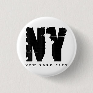 Cool Vintage New York City Style Tee Shirts, New Y Button