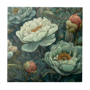 Cool Vintage Peonies  Tiles  For Durable Floors