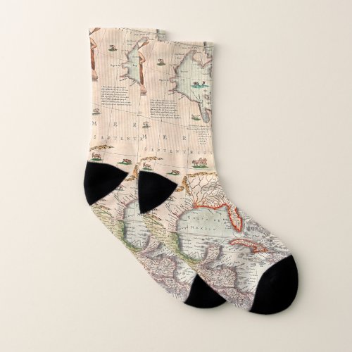 Cool Vintage Pictorial Map of North America Socks