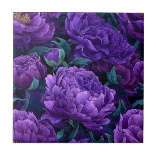 Cool Vintage Purple Peonies Tiles  For Hallway