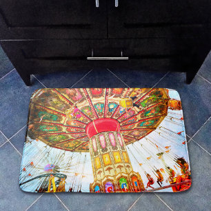 Cool vintage retro carnival swing ride photo bold bathroom mat