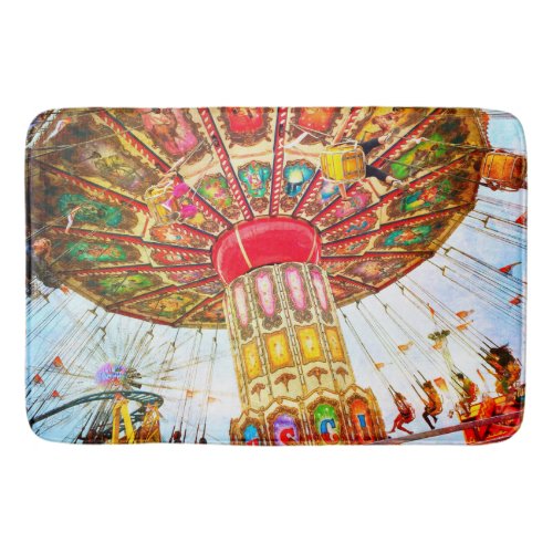 Cool vintage retro carnival swing ride photo bold bathroom mat