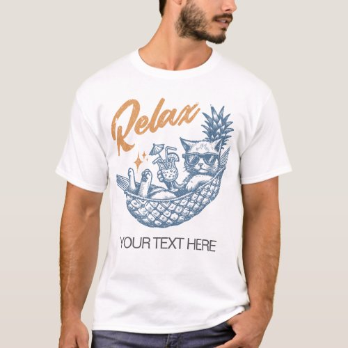 Cool Vintage Retro Cat Relaxing Hammock Cocktail T_Shirt