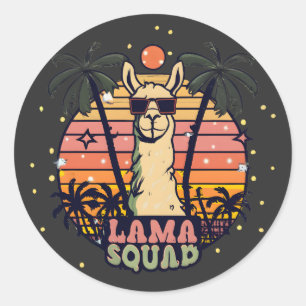 Cool Vintage Retro Llama Squad Classic Round Sticker