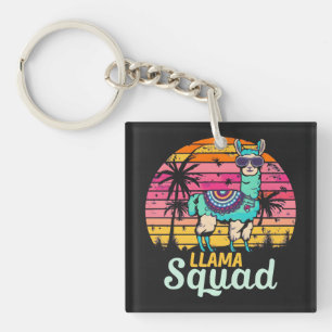 Cool Vintage Retro Llama Squad Keychain