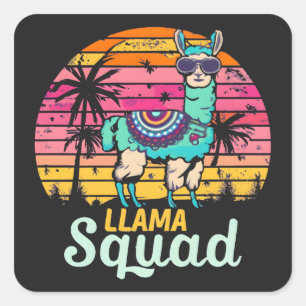 Cool Vintage Retro Llama Squad Square Sticker