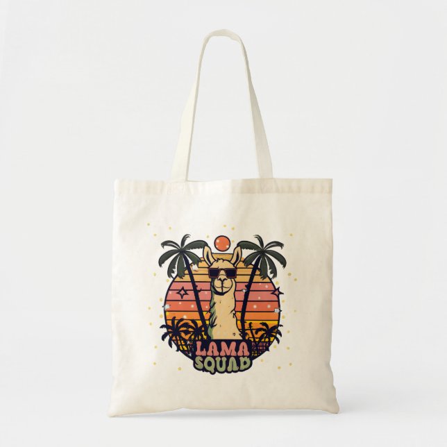 Cool Vintage Retro Llama Squad Tote Bag (Front)