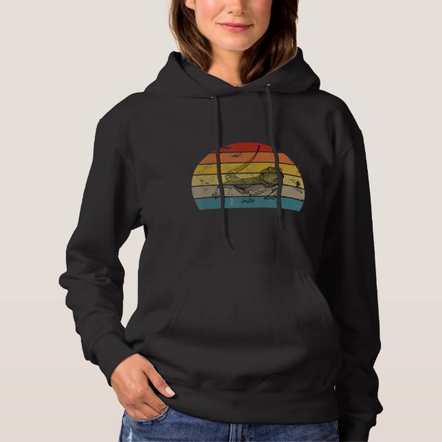 Cool Vintage Retro Sunset Bearded Dragon Hoodie (Front)