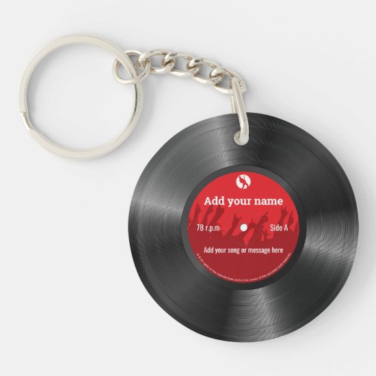 Cool vintage retro vinyl record, Acrylic Keychain