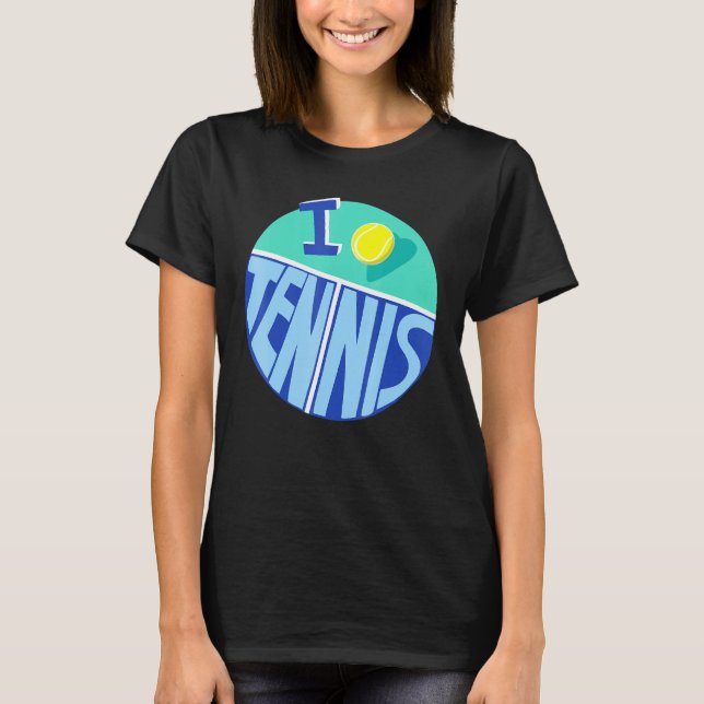 Cool Vintage Style I Love Tennis T-Shirt (Front)