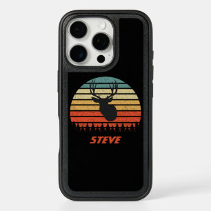 Cool Vintage Sunset Rustic Deer Hunting Name iPhone 16 Pro Case