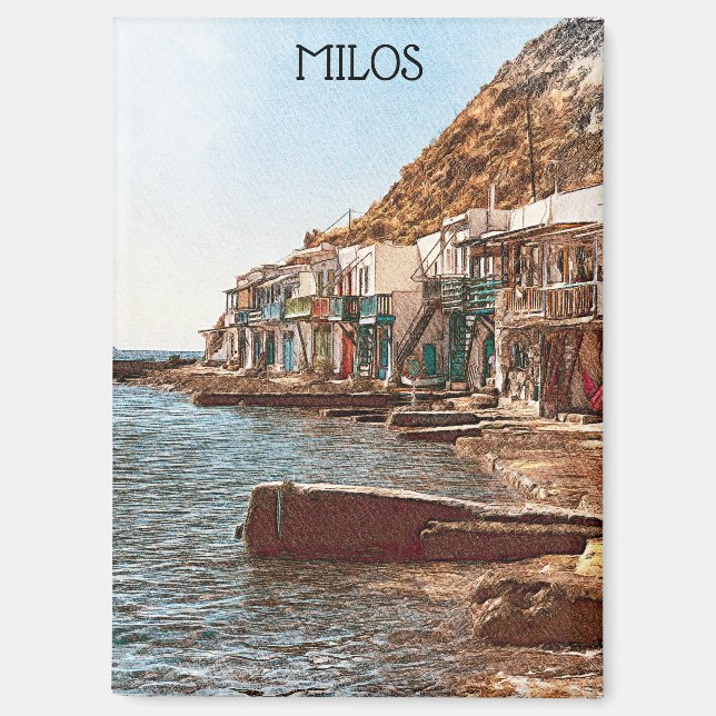 Cool Vintage Travel Milos Greece Magnet (Front)