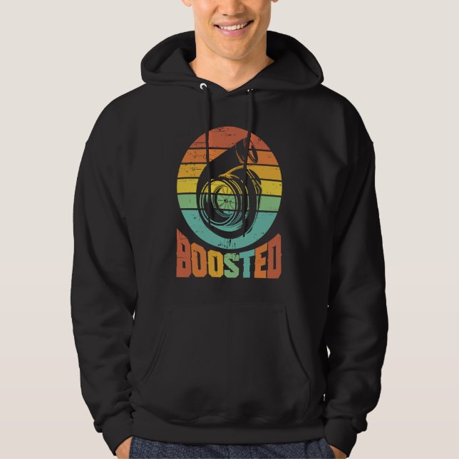 Cool Vintage Turbo Charger Retro Stripes Car Hoodie (Front)