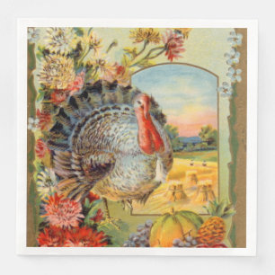 cool vintage turkey Holiday Paper Dinner Napkins