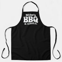 Cool vintage typography black BBQ apron for men