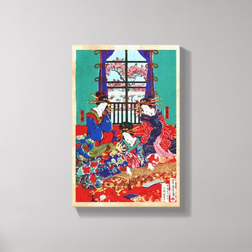 Cool vintage ukiyo_e japanese beautiful ladies canvas print