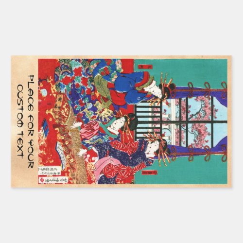 Cool vintage ukiyo_e japanese beautiful ladies rectangular sticker