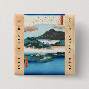 Cool vintage ukiyo-e japanese waterscape mountain pinback button