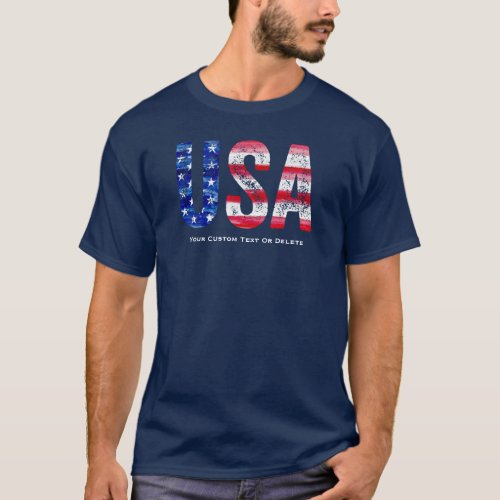 Cool Vintage USA American Flag Custom Text T_Shirt