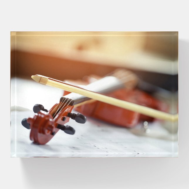 Cool Violin, Bow & Sheet Music Paperweight (Front)