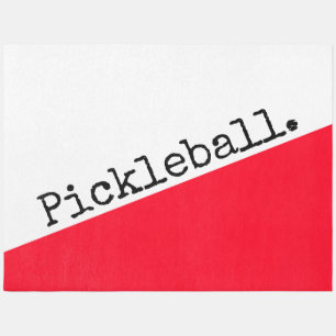 Cool Vivid Red White Wedges Retro Pickleball Text Outdoor Rug