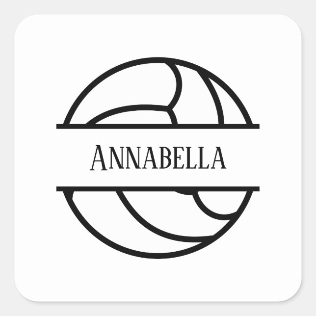 cool volleyball add name square sticker (Front)