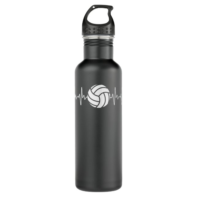 Cool Volleyball Heartbeat Design Men Women Volleyb Stainless Steel Water Bottle (Front)
