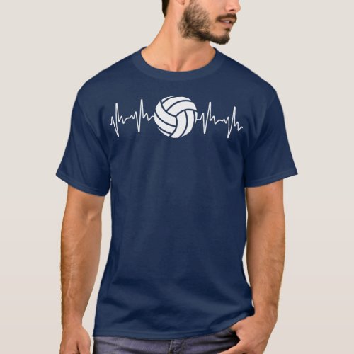 Cool Volleyball Heartbeat Design Men Women Volleyb T_Shirt