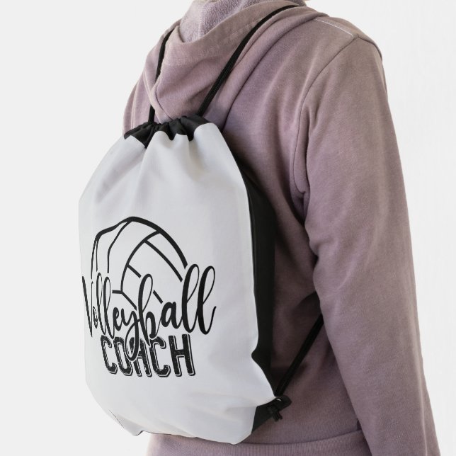 cool volleyball sports coach word art drawstring bag (Insitu)