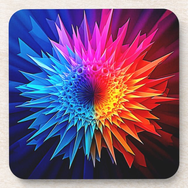 Cool Warm Spikey Starburst Art Beverage Coaster (Front)