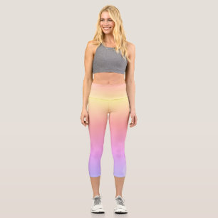 Cool Warm Yellow abstract geometric pattern Capri Leggings