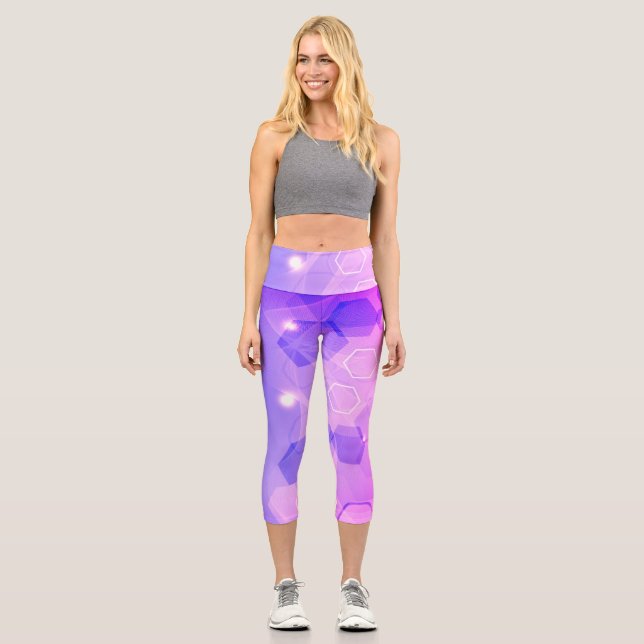 Cool Warm Yellow abstract geometric pattern Capri Leggings (Front)