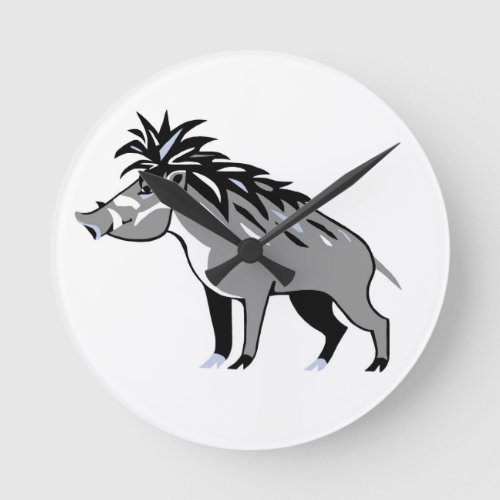 Cool Warty PIG _ Animal lover _ Warthog _ Nature Round Clock