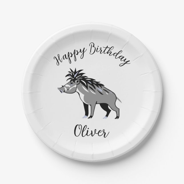 Cool WARTY PIG -Warthog - Wild animals - Paper Plates (Front)