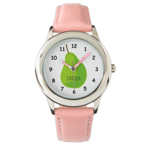 Cool watch for kids with green pear drawing