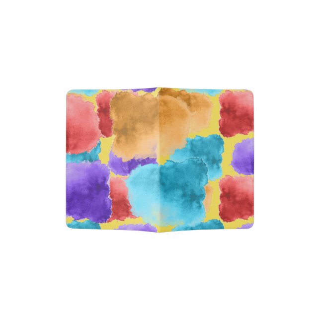 Cool Water colors patchwork texture Passport Holder (Opened)