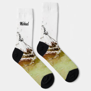 Cool water drop splash on apple fruit Your name Socks