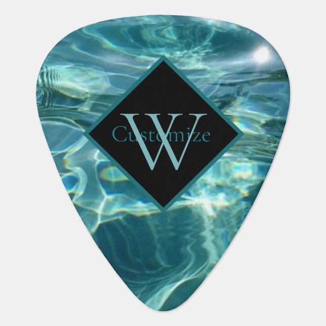 Cool Water Liquid Blue Guitar Pick (Front)