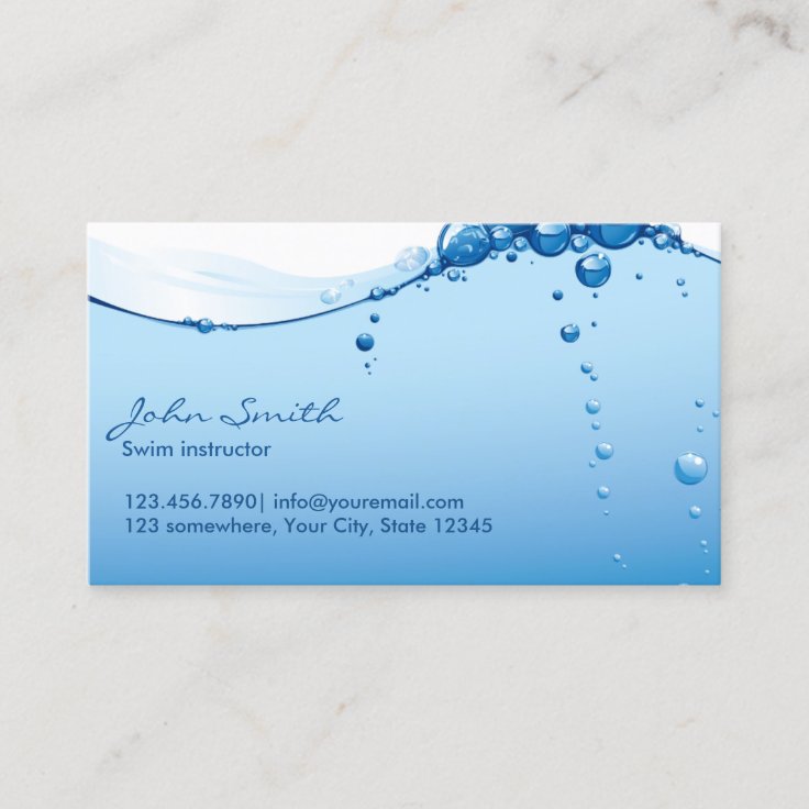 Cool Water Surface Swim Instructor Business Card | Zazzle