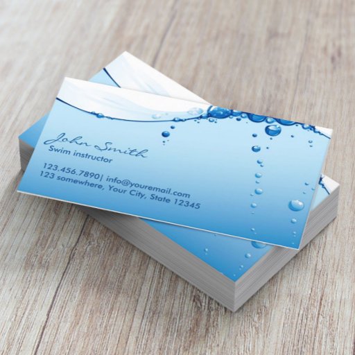 Customizable Cool Water Surface Swim Instructor Business Card