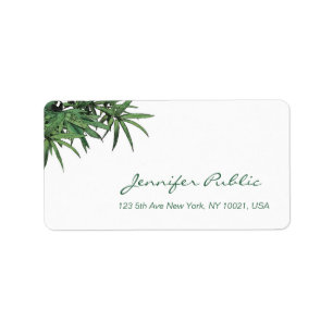 Cool Watercolor Bamboo Leaves Template Script Text Label