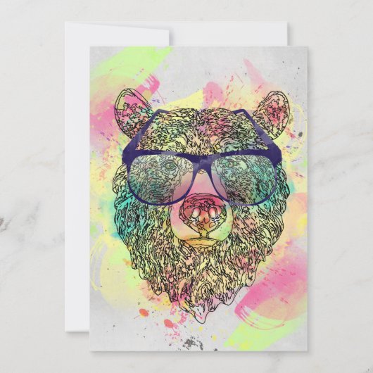 Cool watercolor bear with glasses design (Back)