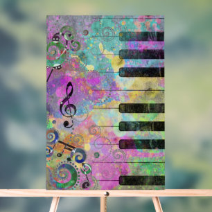 Cool Watercolor Colorful Piano Acrylic Sign