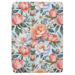 Cool Watercolor Coral Peonies Floral Pattern iPad Air Cover