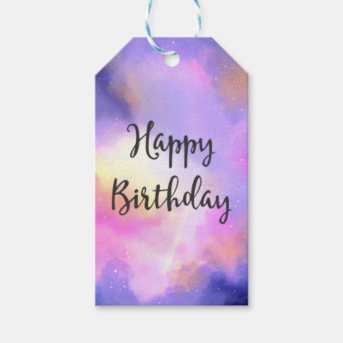 Cool Watercolor Design _ Surreal Clouds Birthday Gift Tags