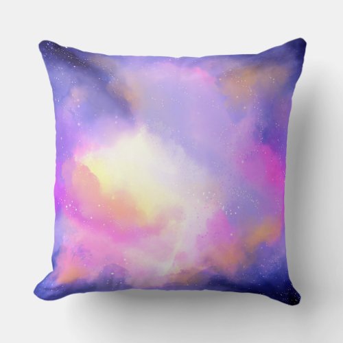 Cool Watercolor Design with Surreal Clouds Throw Pillow